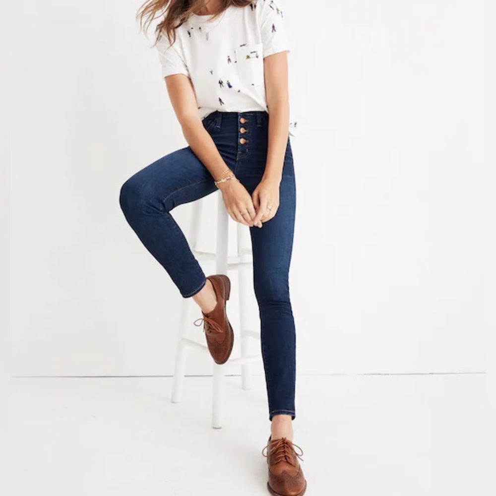 Madewell 9" Mid-Rise Skinny Jeans in Hayes Wash: Button-Fly Edition 26